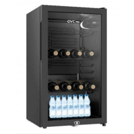 ثلاجة عرض جي في سي برو 70 لتر باب زجاج أسود – تبريد سريع وقفل أمان، موديل GVRG-125