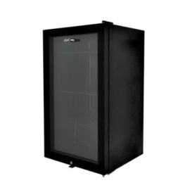 ثلاجة عرض جي في سي برو 70 لتر باب زجاج أسود – تبريد سريع وقفل أمان، موديل GVRG-125