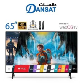شاشة دان سات 65 بوصة WebOS بدقة فائقة الوضوح 4K مع حامل على الحائط وريسيفر داخلي DTD65UWS