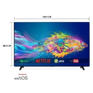 شاشة دان سات 65 بوصة WebOS بدقة فائقة الوضوح 4K مع حامل على الحائط وريسيفر داخلي DTD65UWS