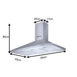 شفاط جي في سي تركي هرمي 90 سم استيل GVCH-90 - قوة شفط عالية