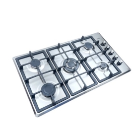 سطح طبخ جي في سي 5 عيون غاز تركي موديل GVCSI-9060-2 - 90×60 سم - فضي