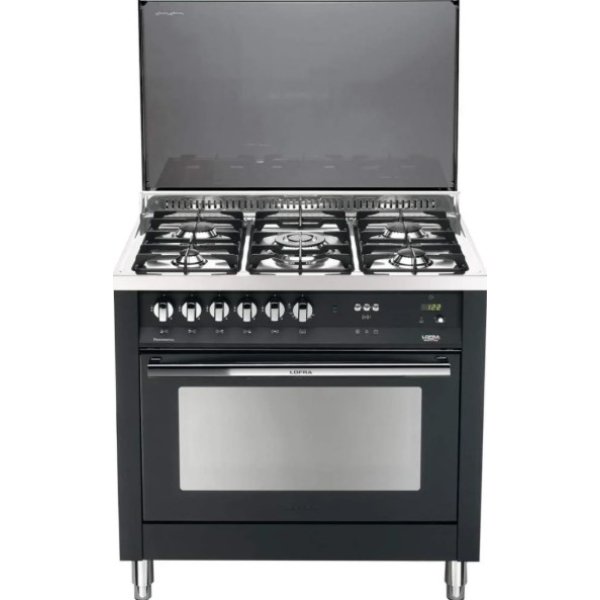 فرن غاز لوفرا إيطالي مسطح جيد التهوية 60 * 90 ، من الحديد المصبوب باللون الاسود - PNMG96G2VG/CI