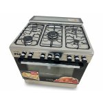 فرن يونكس خمس عيون غاز أمان كامل 60*80 سم استيل C6080S3V