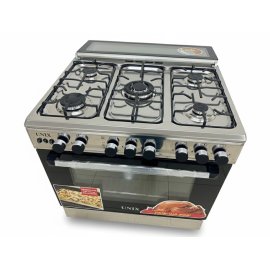 فرن يونكس خمس عيون غاز أمان كامل 60*80 سم استيل C6080S3V