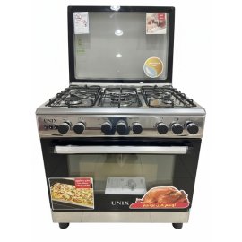 فرن يونكس خمس عيون غاز أمان كامل 60*80 سم استيل C6080S3V