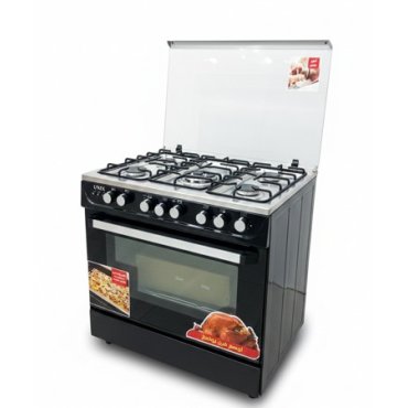 فرن يونكس خمس عيون غاز أمان كامل 60*90 سم اسود SC6090SB