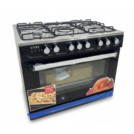 فرن يونكس خمس عيون غاز أمان كامل 60*90 سم اسود SC6090SB