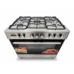 فرن يونكس خمس عيون غاز أمان كامل 60*90 سم استيل C6090SV