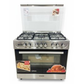 فرن يونكس خمس عيون غاز أمان كامل 60*90 سم استيل C6090SV