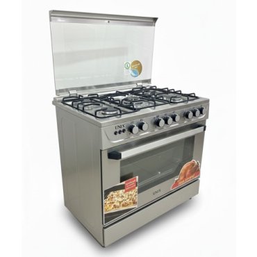 فرن يونكس خمس عيون غاز أمان كامل 60*90 سم استيل C6090SV