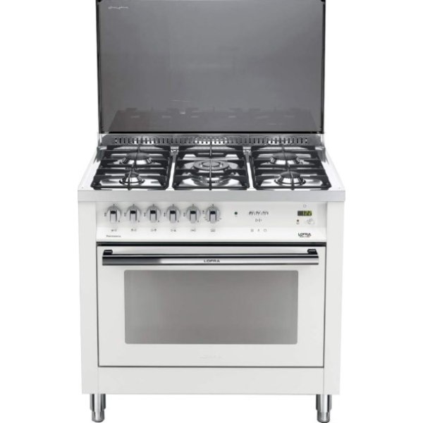 فرن غاز لوفرا إيطالي مسطح جيد التهوية 60 * 90 ، من الحديد المصبوب باللون الأبيض - PNMG96G2VG/CI