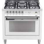 فرن غاز لوفرا إيطالي مسطح جيد التهوية 60 * 90 ، من الحديد المصبوب باللون الأبيض - PNMG96G2VG/CI