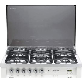 فرن غاز لوفرا إيطالي مسطح جيد التهوية 60 * 90 ، من الحديد المصبوب باللون الأبيض - PNMG96G2VG/CI