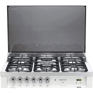 فرن غاز لوفرا إيطالي مسطح جيد التهوية 60 * 90 ، من الحديد المصبوب باللون الأبيض - PNMG96G2VG/CI