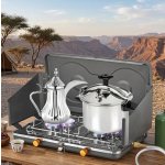  موقد تخييم عائلي دي ال سي DLC ثنائي الموقد، مع درع رياح ، CM-38544