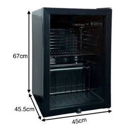 ثلاجة عرض جي في سي برو 70 لتر باب زجاج أسود – تبريد سريع وقفل أمان، موديل GVRG-125